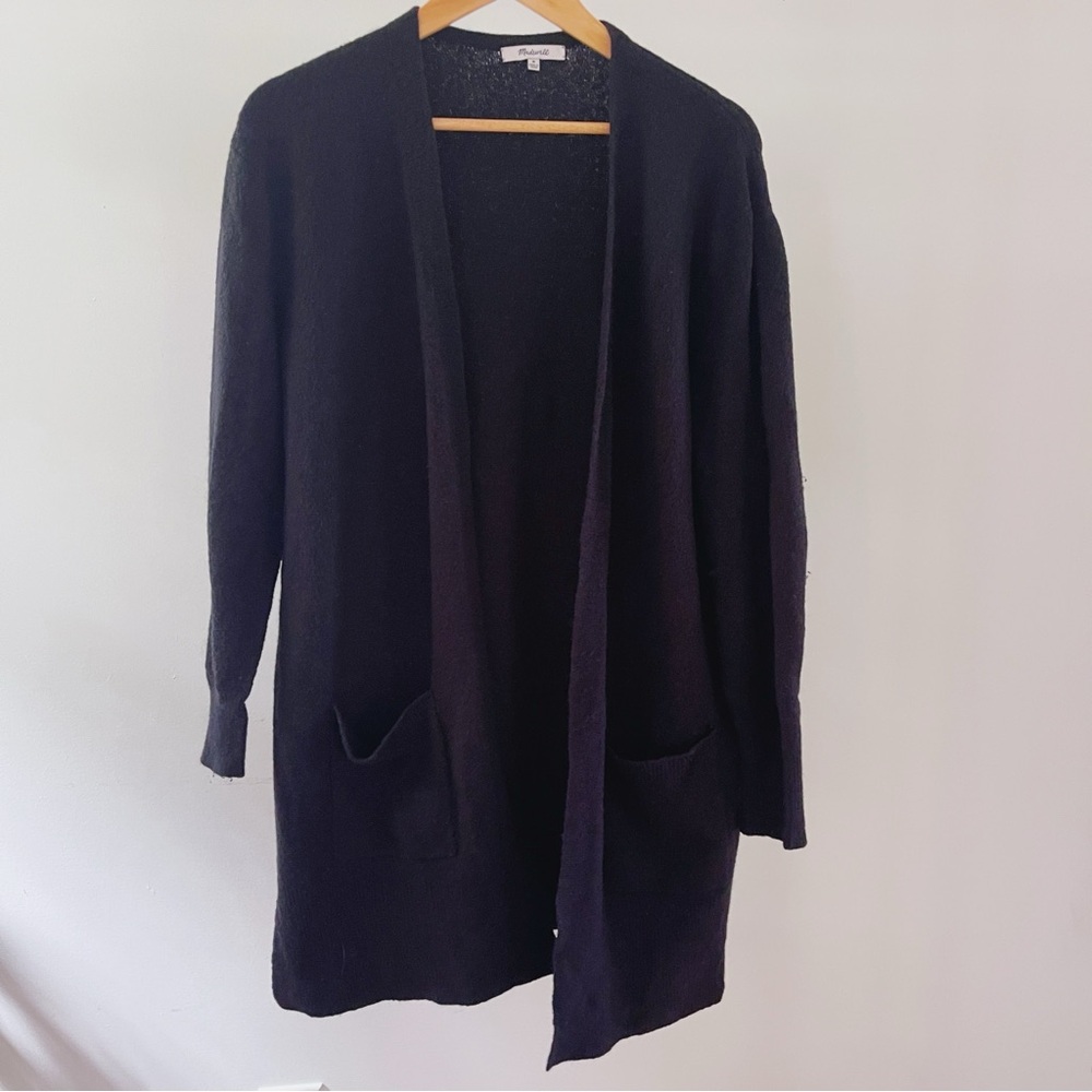 Madewell Black Open Front Cardigan - merino wool blend